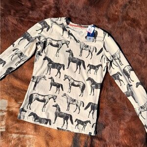 Ariat Long Sleeve Horse Print Shirt - Black and Cream